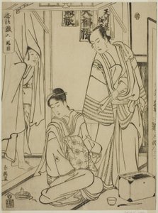 Acte dix : La maison Amakawaya, tirée de la pièce de théâtre Chushingura (La trahison des quarante-sept fidèles) - Katsukawa Shun