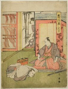 Deuxième acte : Les quartiers de Momonoi Wakasanosuke de la pièce Chushingura (Trésor des quarante-sept fidèles) - Katsukawa Shun