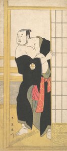 Asao Tamesaburo en homme corpulent avec un kimono vert