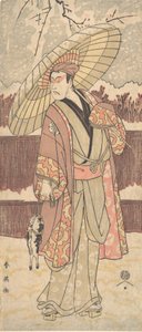 Le Quatrième Matsumoto Koshiro en homme marchant sous un parapluie, vers 1796