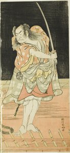 Les acteurs Nakamura Nakazô I dans le rôle de Danshichi Kurobei et Ichikawa Danjûrô V dans le rôle de Issun Tokubei dans "Mirror of Osaka in the Summer Festival" ("Natsu Matsuri Naniwa Kagami"). - Katsukawa Shunkо̄