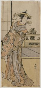 Arashi Murajiro en courtisane tenant une lettre, fin des années 1780 - Katsukawa Shunko