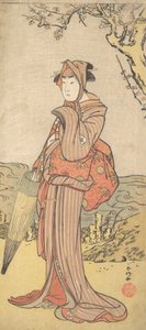 Iwai Kiyotaro en femme sous un prunier, vers 1788 - Katsukawa Shunko