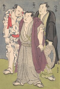 Trois lutteurs de sumo : Onogawa, Seimiyama et Yatsugamine, vers 1790