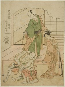 Acte VII : La maison de thé Ichiriki dans la pièce Chushingura Juichidan Tsuzuki - Katsukawa Shunsho