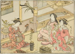 Courtisanes de Kadotsutaya, du livre "Miroir des belles femmes des quartiers de plaisir (Seiro bijin awase sugata kagami)," vol. 1 - Katsukawa Shunsho