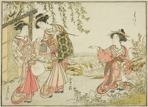 Courtisanes du Kadotsutaya, du livre "Miroir des belles femmes des quartiers de plaisir," vol. 1 - Katsukawa Shunsho
