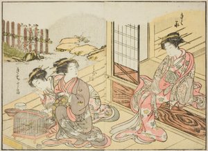 Courtisanes du Kagemanjiya, du livre "Miroir des belles femmes des quartiers de plaisir (Seiro bijin awase sugata kagami)," vol. 1 - Katsukawa Shunsho