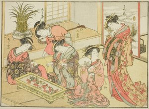 Courtisanes du Wakanaya, du livre "Miroir des belles femmes des quartiers de plaisir (Seiro bijin awase sugata kagami)," vol. 1 - Katsukawa Shunsho