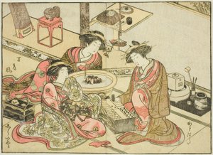 Courtisanes du Yamashiroya, du livre "Miroir des belles femmes des quartiers de plaisir (Seiro bijin awase sugata kagami)", vol. 2 - Katsukawa Shunsho