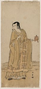 Ichimura Uzaemon IX en tant que Shingen dans Une chaîne de perles de prière secouée à un ruban de cascade - Katsukawa Shunsho