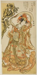 Osagawa Tsuneyo II comme Itsukushima Tennyo dans la pièce de Kabuki "Tokimekuya o-Edo no hatsuyuki"