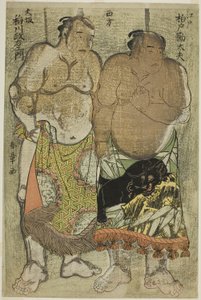 Lutteurs de sumo du groupe occidental : (droite) Kashiwado Kandayu d