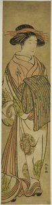 Courtisane marchant, peut-être Sugawara de la maison de plaisir Tsuruya
