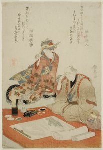 Examen de la peinture - Katsukawa Shuntei