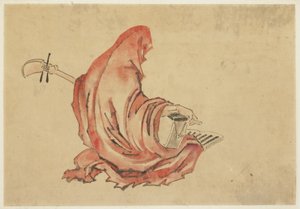 Daruma jouant du shamisen - Katsushika (school of) Hokusai