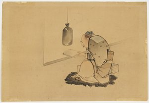 Érudit lisant à une fenêtre - Katsushika (school of) Hokusai