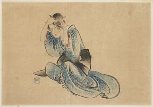 Dame assise à sa toilette - Katsushika (school of) Hokusai