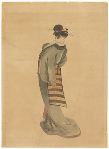 Beauté debout (vue de dos) - Katsushika (school of) Hokusai