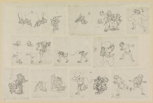 Onze différentes représentations de personnes - Katsushika Hokusai (possibly)