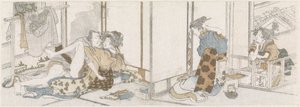 Couple amoureux espionné - Katsushika Hokusai (possibly)