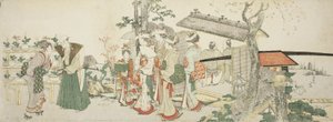 Un groupe de jeunes femmes entrant dans le jardin d