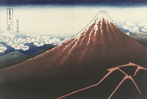 Un orage sous le sommet, c.1830 - Katsushika Hokusai