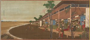 Un lieu de divertissement en bord de mer - Katsushika Hokusai