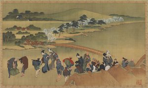 Contemplation des cerisiers en fleurs - Katsushika Hokusai
