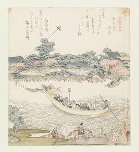 La rive de la rivière Onmaya - Katsushika Hokusai