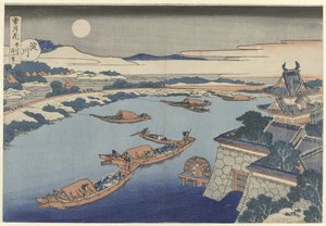 La rivière Yodo au clair de lune - Katsushika Hokusai