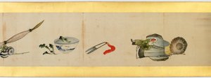Rouleau de main avec images diverses, période Edo, 1839 (détail) - Katsushika Hokusai