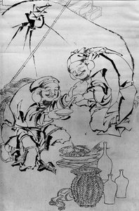 Ebisu et Daikoku célébrant le festival du Nouvel An, 18e-19e siècle - Katsushika Hokusai