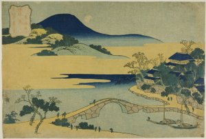 Lune du soir à Izumizaki (Izumizaki yagetsu), de la série "Huit vues des îles Ryukyu (Ryukyu hakkei)" - Katsushika Hokusai