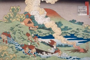 Pêcheurs tirant un filet - Katsushika Hokusai