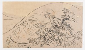 Pêcheur lançant des appâts, période Edo, vers 1830