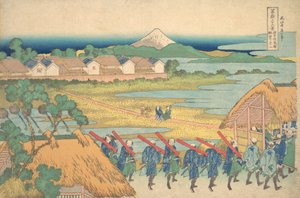 Le mont Fuji vu de loin depuis le quartier de plaisir de Senju, vers 1830-1832 - Katsushika Hokusai
