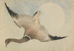 Oie volant devant la lune, fin 18e-début 19e siècle - Katsushika Hokusai