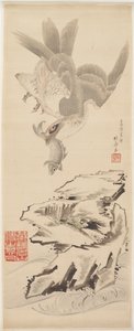 Faucon et poisson, fin du XVIIIe-début du XIXe siècle - Katsushika Hokusai