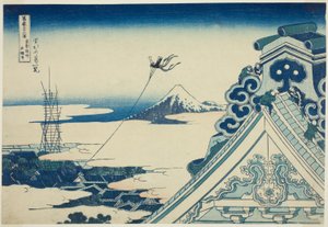 Temple Honganji à Asakusa à Edo (Toto Asakusa Honganji), de la série "Trente-six vues du mont Fuji (Fugaku sanjurokkei)" - Katsushika Hokusai