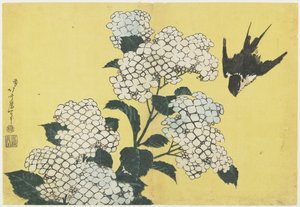 Hortensia et hirondelle, c. 1832 - Katsushika Hokusai