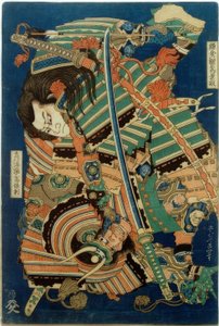 Kamakura no Gongorô Kagemasa et Torinoumi Yasaburô Yasunori - Katsushika Hokusai