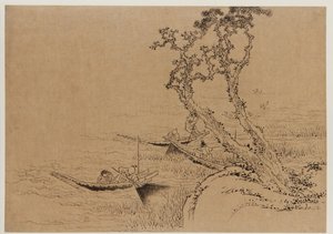 Paysage : figures pêchant depuis des bateaux - Katsushika Hokusai