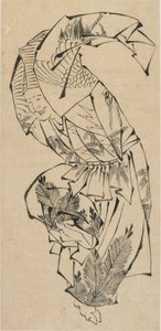 Danseur masculin, Manzai - Katsushika Hokusai