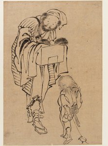 Homme et garçon, période Edo - Katsushika Hokusai