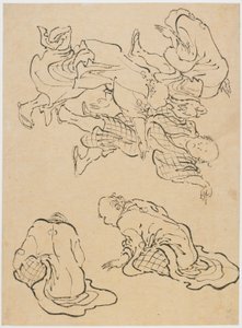 Hommes dansant et figures diverses, fin XVIIIe-début XIXe siècle - Katsushika Hokusai