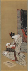 Coutume du Nouvel An : Maquillage le matin du Nouvel An, période Edo, c.1806-11 - Katsushika Hokusai