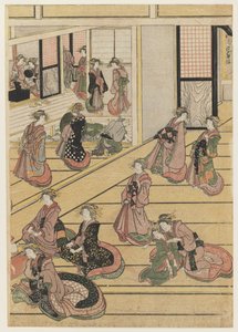 Jours de Nouvel An à la maison de thé Ogi-ya, c.1810 - Katsushika Hokusai