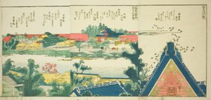 Pages du livre illustré "Vues panoramiques le long des rives de la rivière Sumida" - Katsushika Hokusai