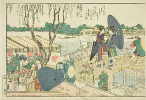 Pages du livre illustré "Vues panoramiques le long des rives de la rivière Sumida (Ehon Sumidagawa ryogan ichiran)" - Katsushika Hokusai